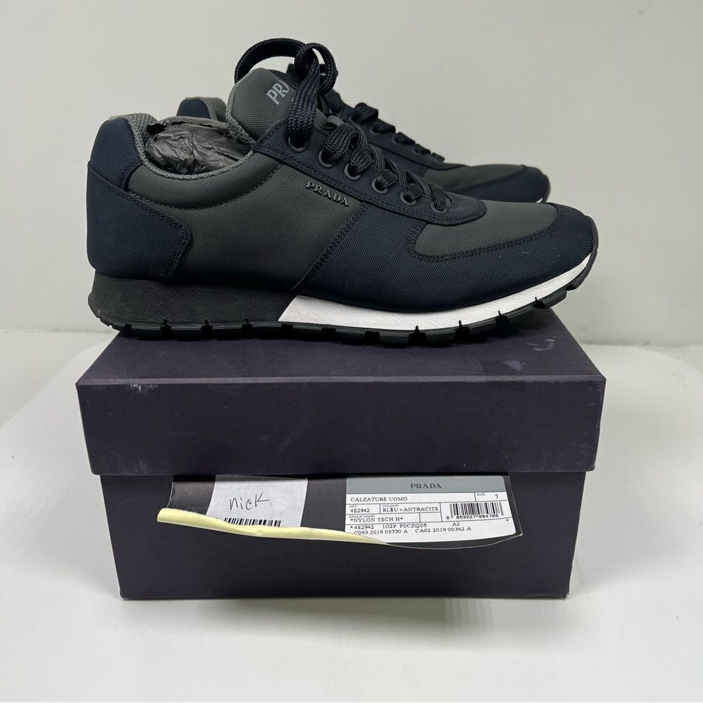 PRADA Nylon Matchrace Sneakers - 4E2942 - Navy Blue Gren - US 7